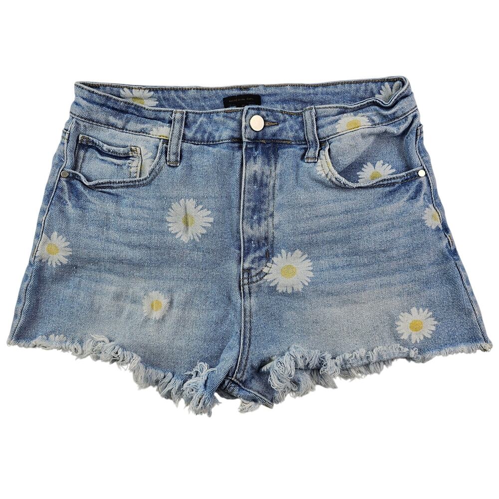 Cut Off Daisy Jeans Shorts 11 Juniors Floral Print Frayed Raw Hem Material Girl